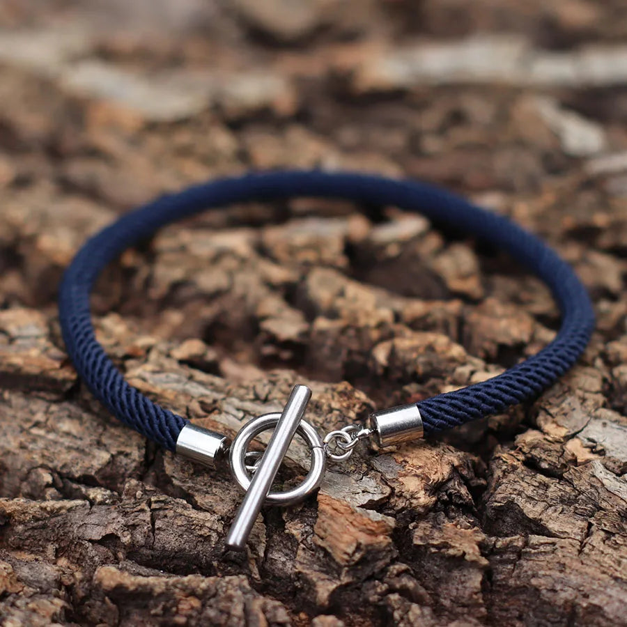 MGS Men's Bracelet - Thread Rope with Stainless Steel OT Buckle, Available in 7 Colors, Milan String Nautical Beach Style