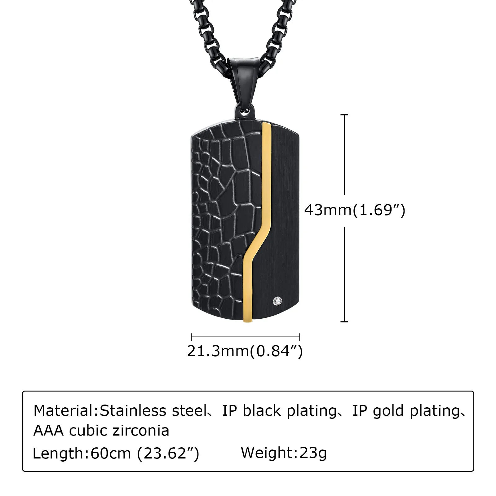 Unleash the Rebel: Men's Iced Out Dog Tag Necklace – Rock Punk Fusion in Black and Gold Stainless Steel - Man Gifts Shop