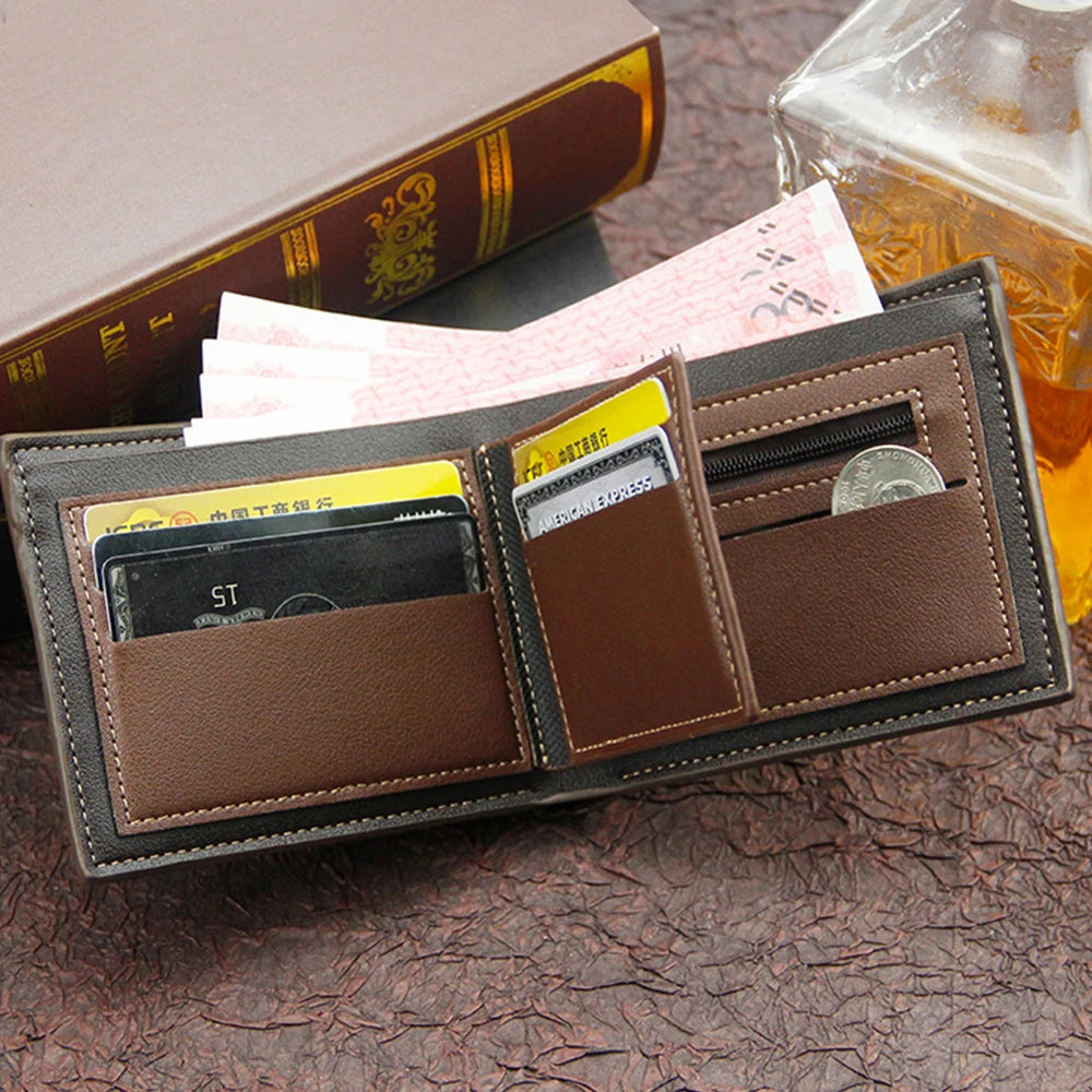 Slim Classic Men Wallet Coin Pocket Frosted Leather - Man Gifts Shop