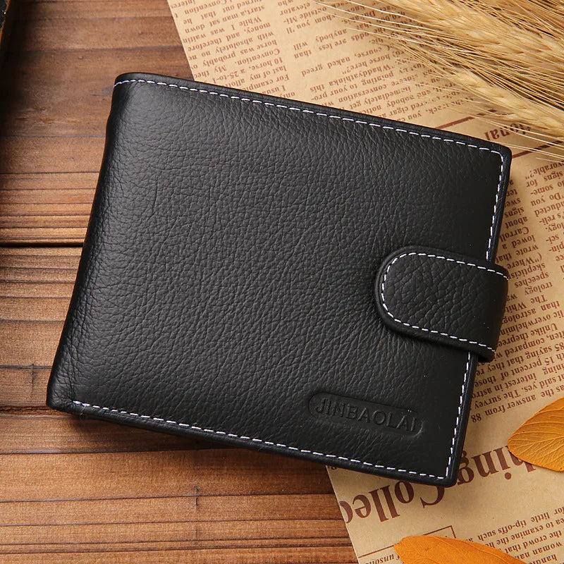 MGS Genuine Leather Men Wallets Premium Cowhide Wallets For Man Black - Man Gifts Shop