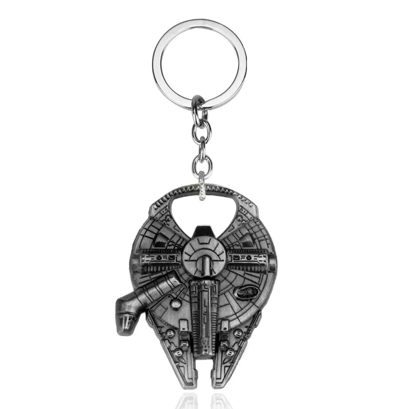 Unlock the Galaxy: Disney Star Wars Spaceship Keychain - Marvel Movie Character Cartoon Animation Pendant with Portable Bottle Opener - Man Gifts Shop