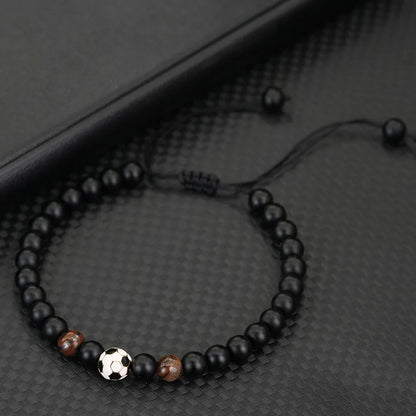⚽ Black Onyx Football Bracelet for Men