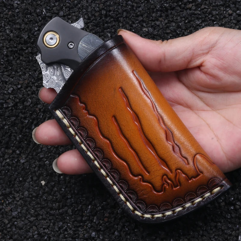 MGS Damascus Steel Wood Handle High-Quality Handmade Claw Folding Bearing EDC Knife - Man Gifts Shop