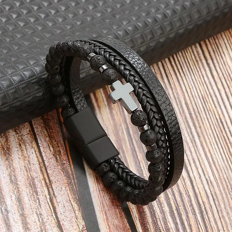 MGS Classic Men's Leather Bracelet New Style Hand-woven Multi-layer Jewelry - Man Gifts Shop