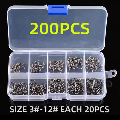 MGS Fishing Hooks Set High Carbon Steel Sharp Durable Barbed Fishhook with box - Man Gifts Shop