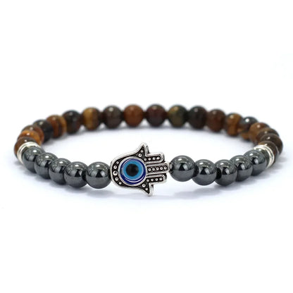 🧿 Handmade Evil Eye & Hematite Bracelet – Inner Strength Meets Style