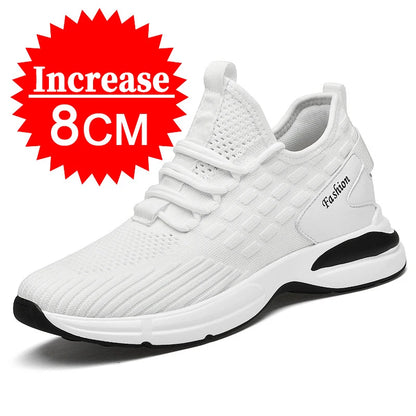 Men's Height Increasing Sneakers – 8cm Elevator Shoes with Breathable Mesh, Casual Sport Style for Taller Look