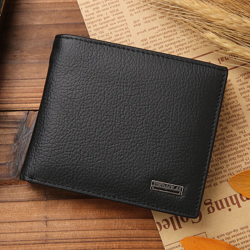 MGS Genuine Leather Men Wallets Premium Cowhide Wallets For Man Black - Man Gifts Shop