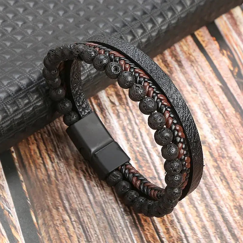 MGS Classic Men's Leather Bracelet New Style Hand-woven Multi-layer Jewelry - Man Gifts Shop