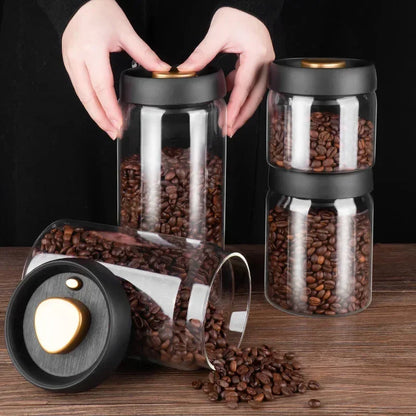 Vacuum Sealed Glass Coffee Canister – Airtight Moisture-Proof Jar