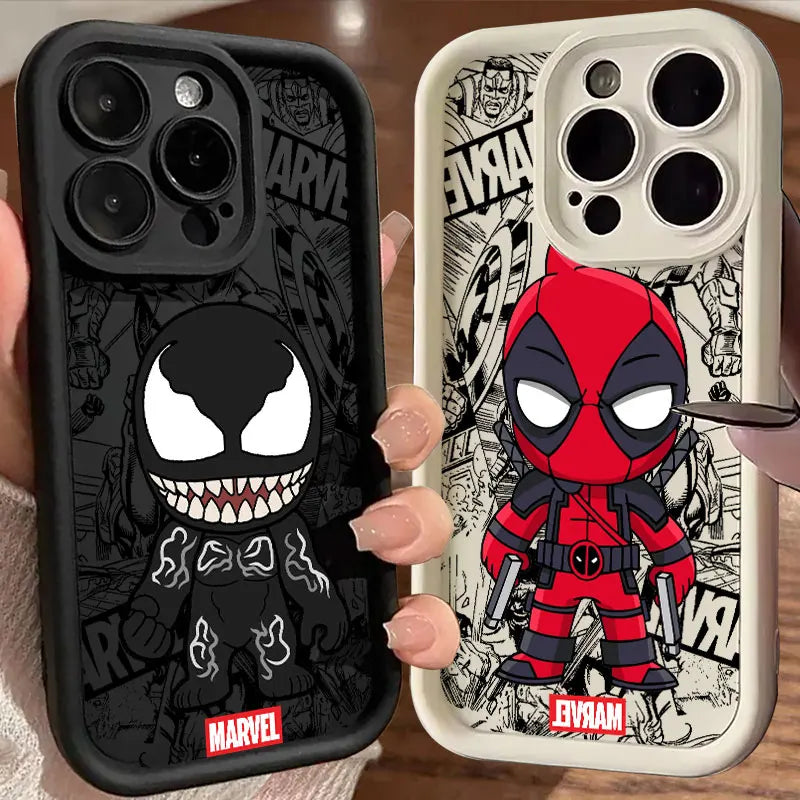 Marvel Cartoon Venom Deadpool Groot Phone Case for iPhone 14, 15 & 16 – Shockproof & Stylish Protection