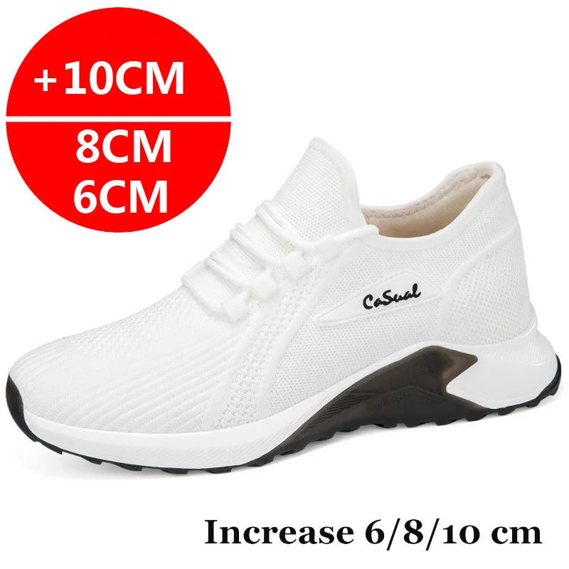 Men’s Elevator Sneakers with Hidden Heels – Breathable Height-Boosting Shoes (2.4/3.1/3.9 Inches)