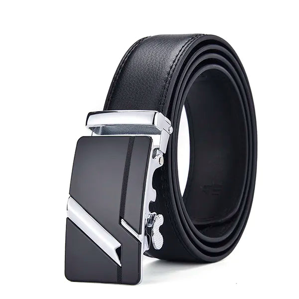 MGS Men's Luxury Leather Belt: Genuine, Stylish, with Automatic Metal Buckle - Man Gifts Shop