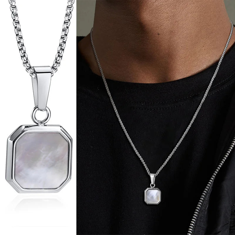 MGS Men's Geometric Square Pendant Necklaces: Casual Vintage Cool - Man Gifts Shop