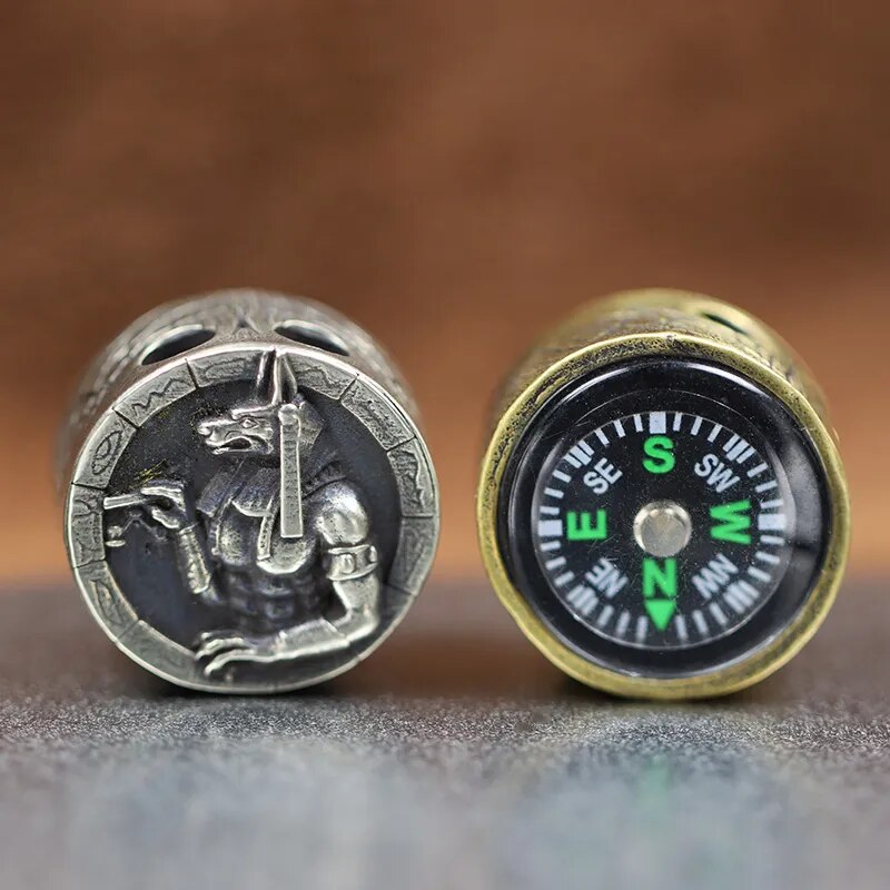 Ancient Egypt Death God Anubis Compass Brass Paracord Bead EDC - Man Gifts Shop