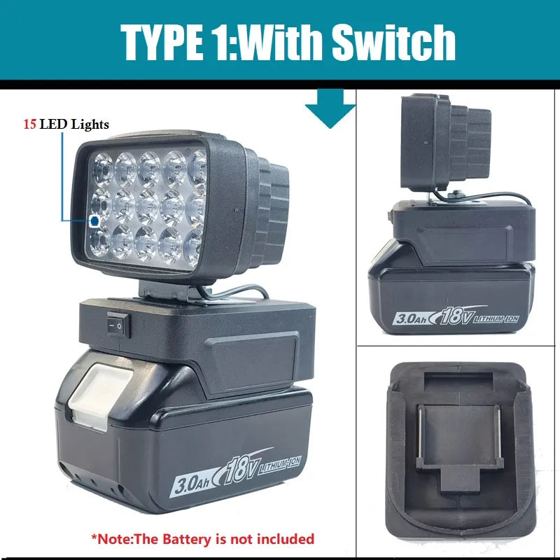 LED Light With USB Charger With Switch for Makita 18V Li-ion Battery - Man Gifts Shop