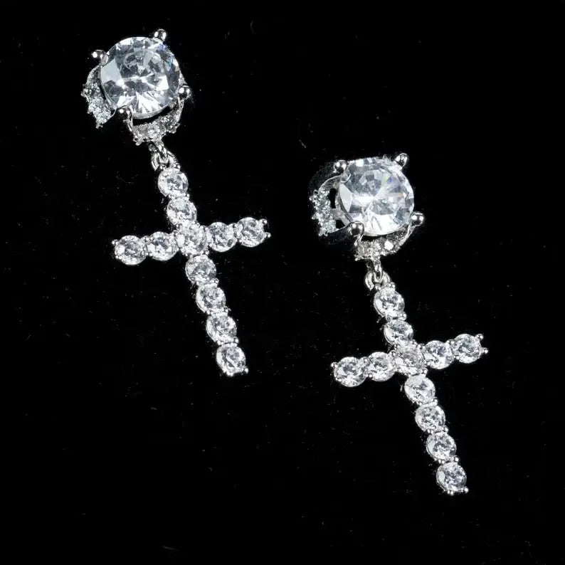 MGS Fashion Gold Color Cross Stud Rhinestone Jewelry Earrings - Man Gifts Shop