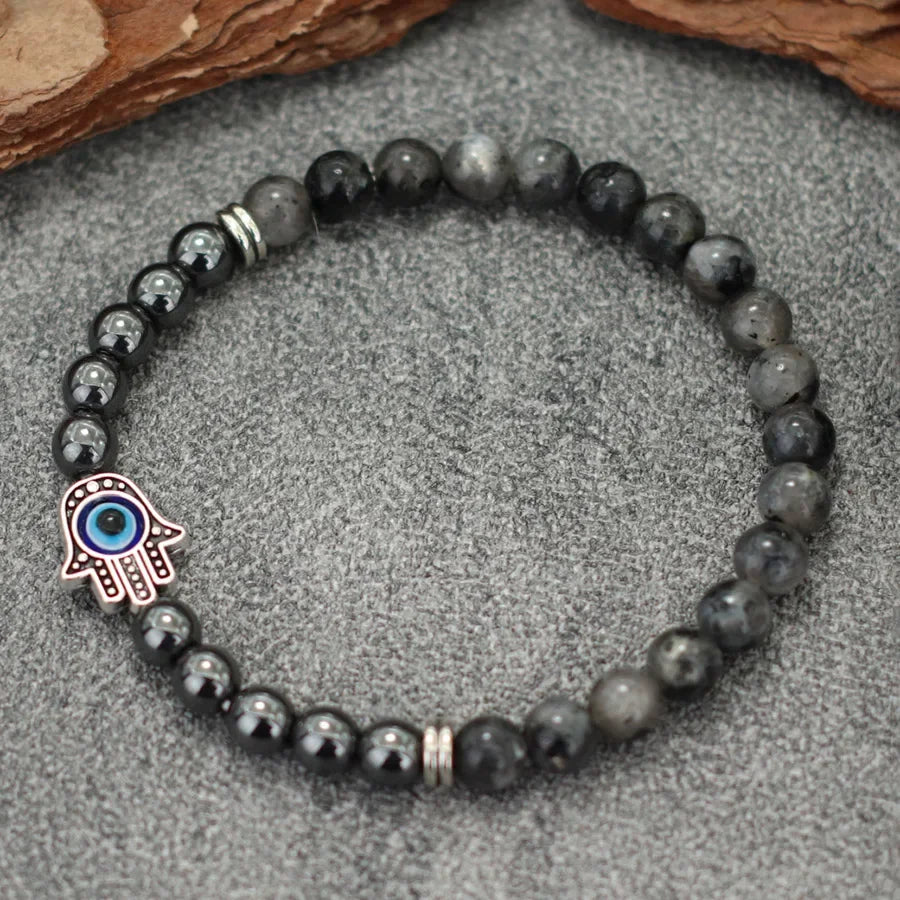 🧿 Handmade Evil Eye & Hematite Bracelet – Inner Strength Meets Style