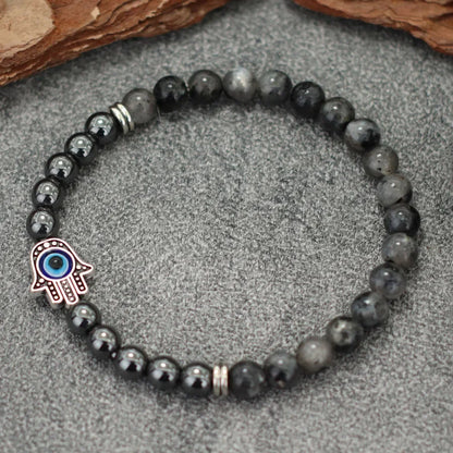 🧿 Handmade Evil Eye & Hematite Bracelet – Inner Strength Meets Style