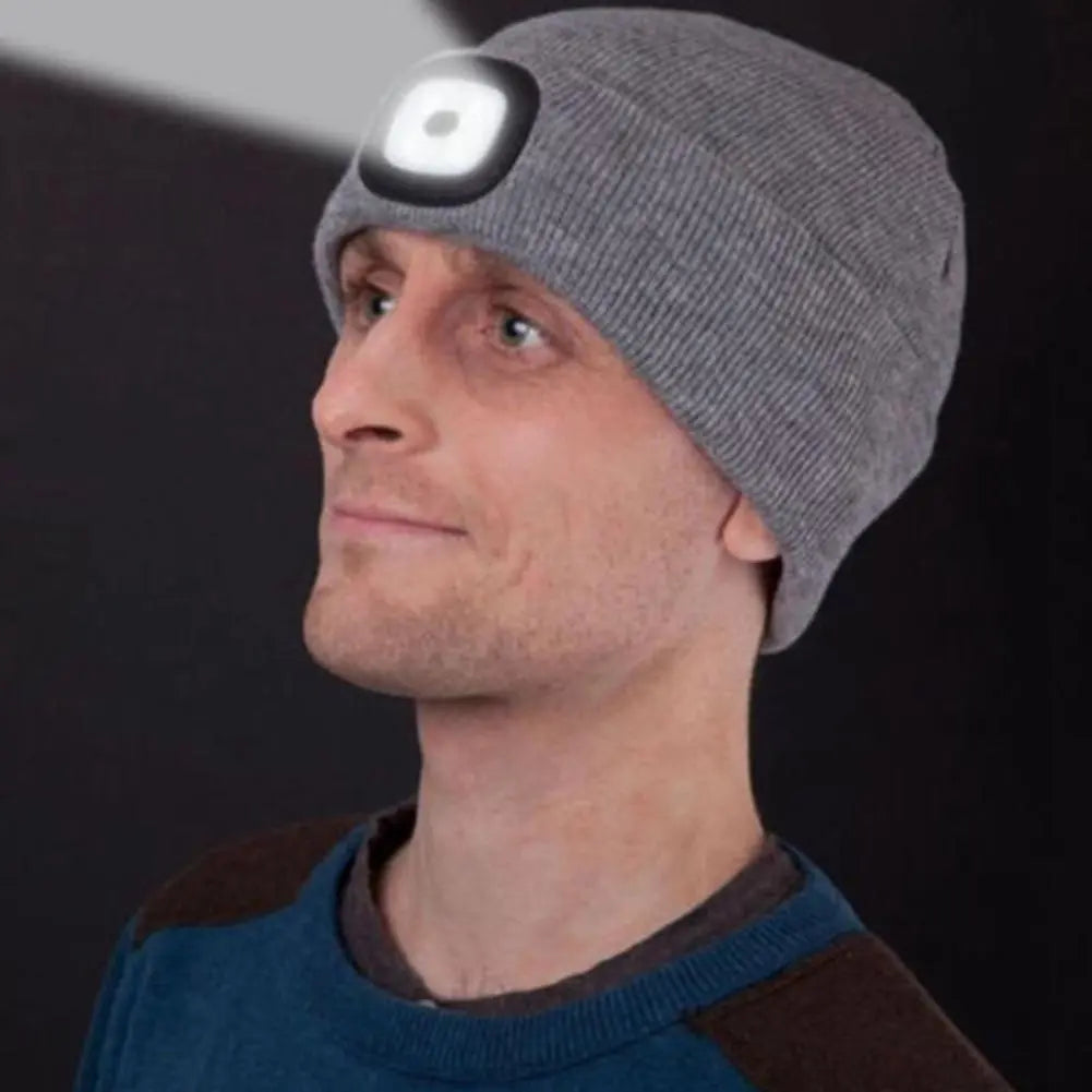 Unisex LED Beanie with Light, USB Rechargeable Hands-Free LED Headlamp Hat - Man Gifts Shop