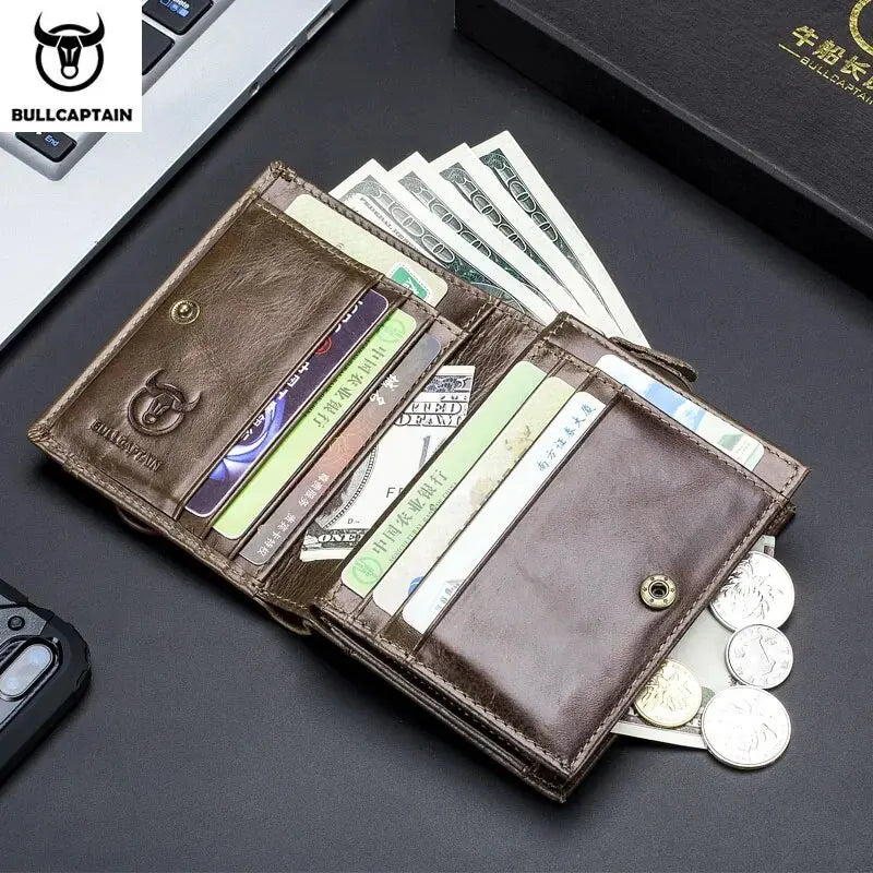 Original BULLCAPTAIN Men’s RFID Blocking Genuine Leather Wallet with 15 Card Slots