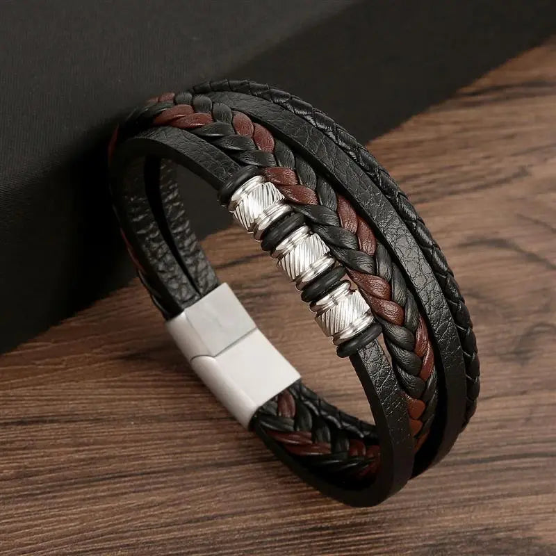 MGS Classic Men's Leather Bracelet New Style Hand-woven Multi-layer Jewelry - Man Gifts Shop