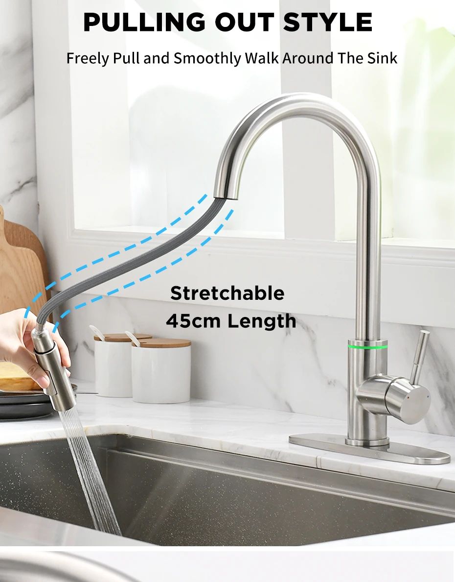 MGS Smart Touch Kitchen Faucet with Water Temperature LED Indicator