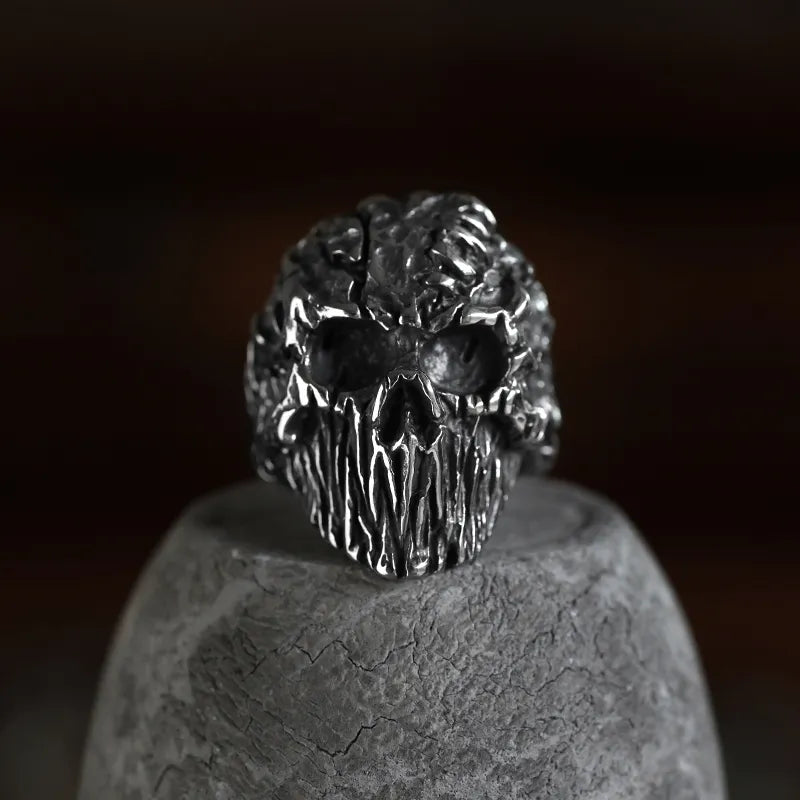 Elevate Your Edge: Unique Silver 316L Stainless Steel Heavy Sugar Skull Ring - Men's Mandala Flower, Santa Muerte, Biker Jewelry - Man Gifts Shop