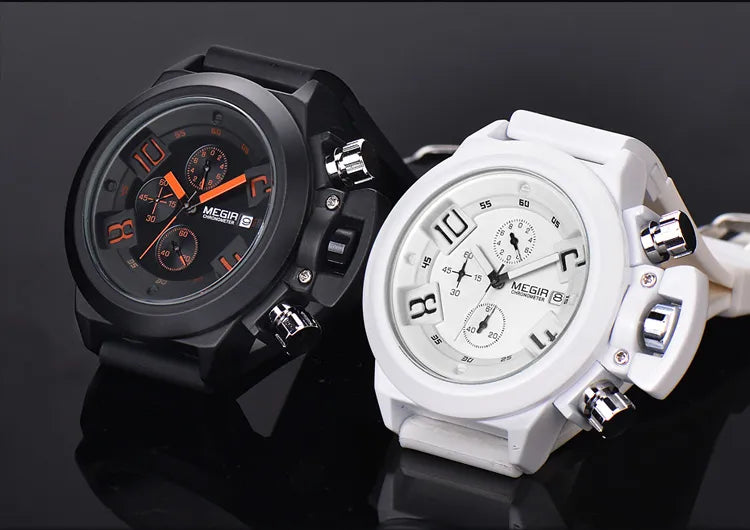 Original MEGIR Luxury Fashion Sport Military Chronograph Luminous Big Dial Men Watch - Man Gifts Shop