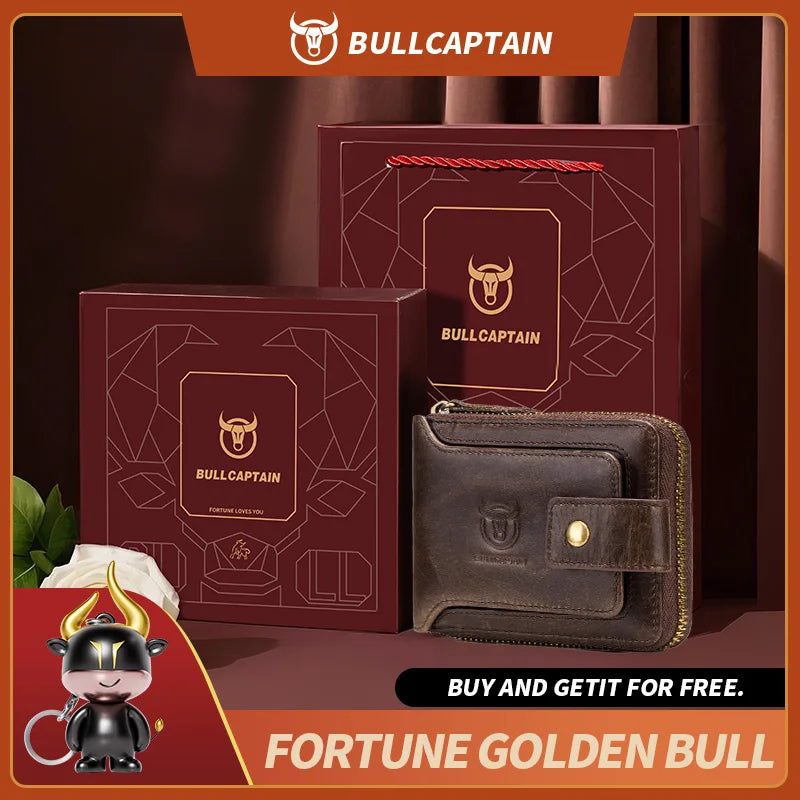 Original BULLCAPTAIN Men's Genuine Leather RFID Wallet – Slim, Secure & Stylish