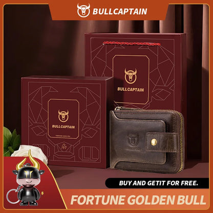 Original BULLCAPTAIN Men's Genuine Leather RFID Wallet – Slim, Secure & Stylish
