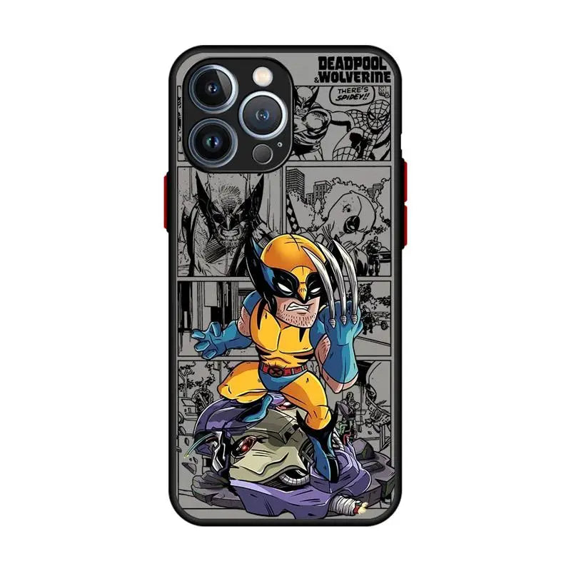 Marvel Deadpool and Wolverine Clear Matte Phone Case – Shockproof Silicone Bumper Case for iPhone 16/15/14/13/12/11 Pro Max, Mini, XS, XR, X, 7, 8 Plus