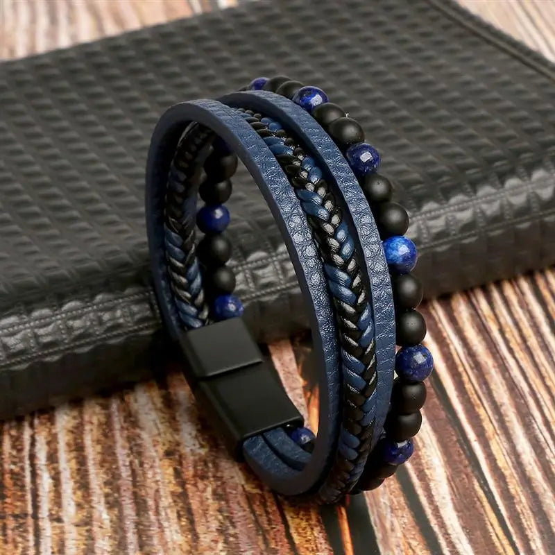 MGS Classic Men's Leather Bracelet New Style Hand-woven Multi-layer Jewelry - Man Gifts Shop