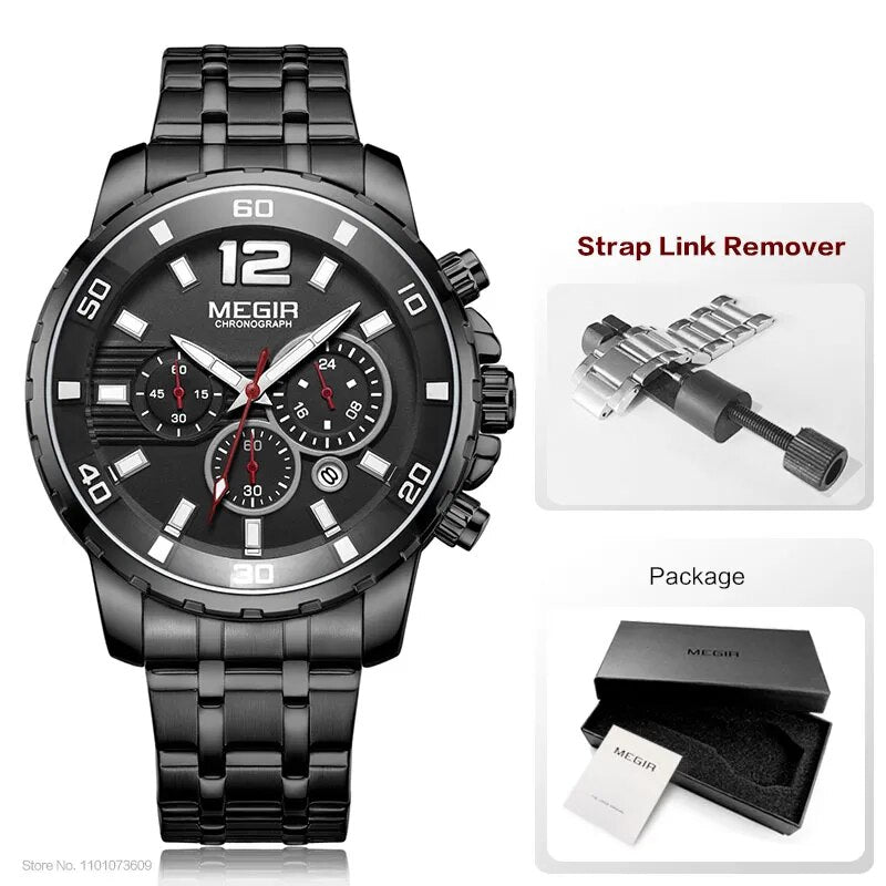 Original MEGIR Men's Stainless Steel Quartz Watch - Man Gifts Shop