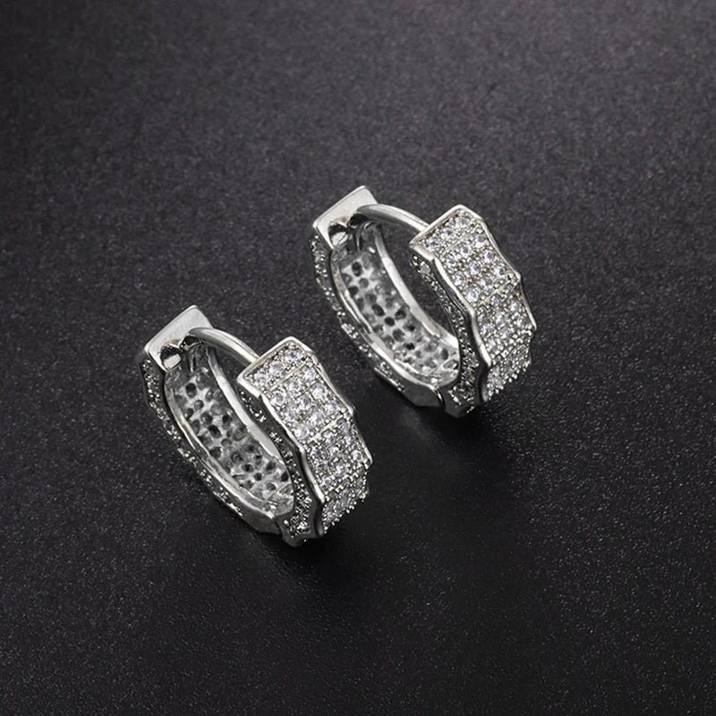 MGS Iced Out Hoop Earrings Zirconia Round Earrings for Men - Man Gifts Shop