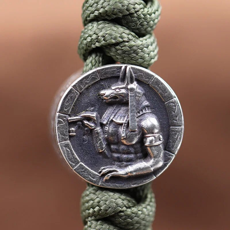 Ancient Egypt Death God Anubis Compass Brass Paracord Bead EDC - Man Gifts Shop