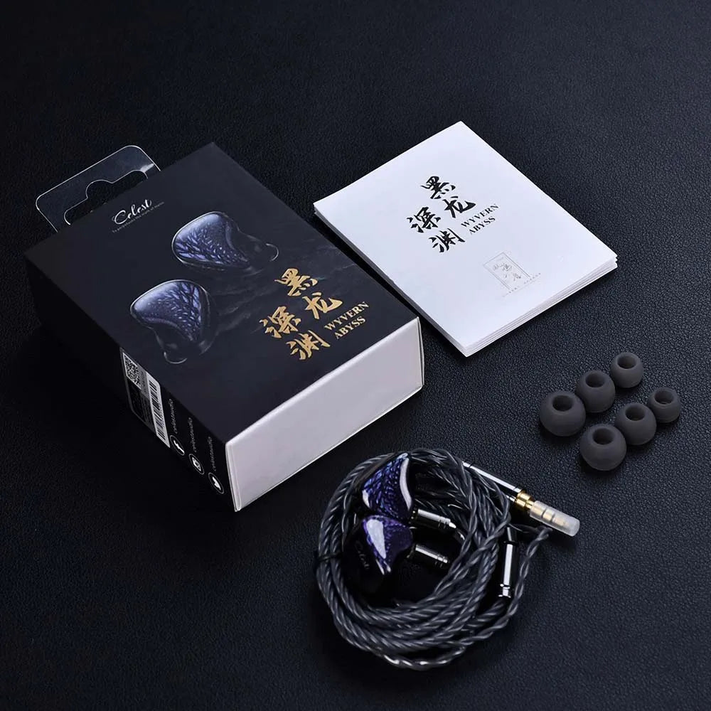 Kinera Celest Wyvern Black IEM In-Ear Earphones 10mm LCP Dynamic Driver HiFi Music Earbuds With Detachable Cable