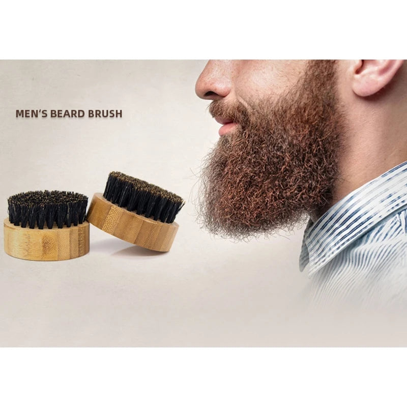 MGS Round Wood Handle Beard & Mustache Massage Comb Grooming Tool - Man Gifts Shop