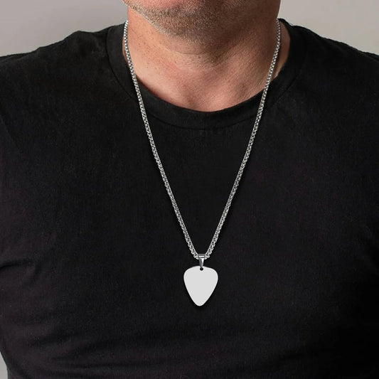 Harmony in Style: Stainless Steel Guitar Pick Necklace for Men – A Striking Music-inspired Gift! - Man Gifts Shop