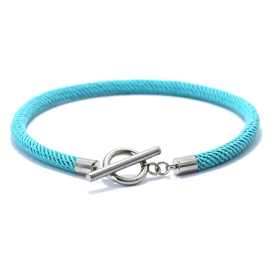 MGS Men's Bracelet - Thread Rope with Stainless Steel OT Buckle, Available in 7 Colors, Milan String Nautical Beach Style