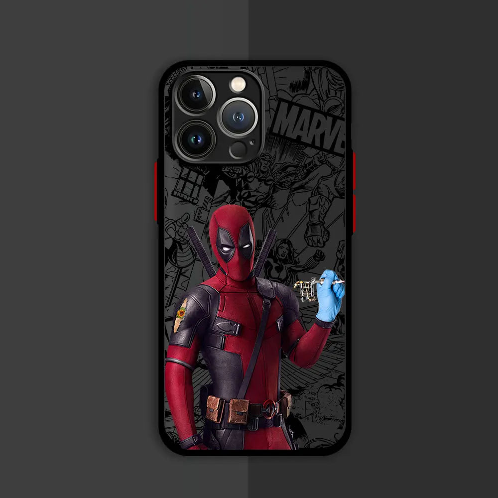 Marvel Deadpool Hard PC Luxury Matte Cover Case for iPhone 11, 12, 13, 14, 15, 16 Pro, Max, Mini, and Plus