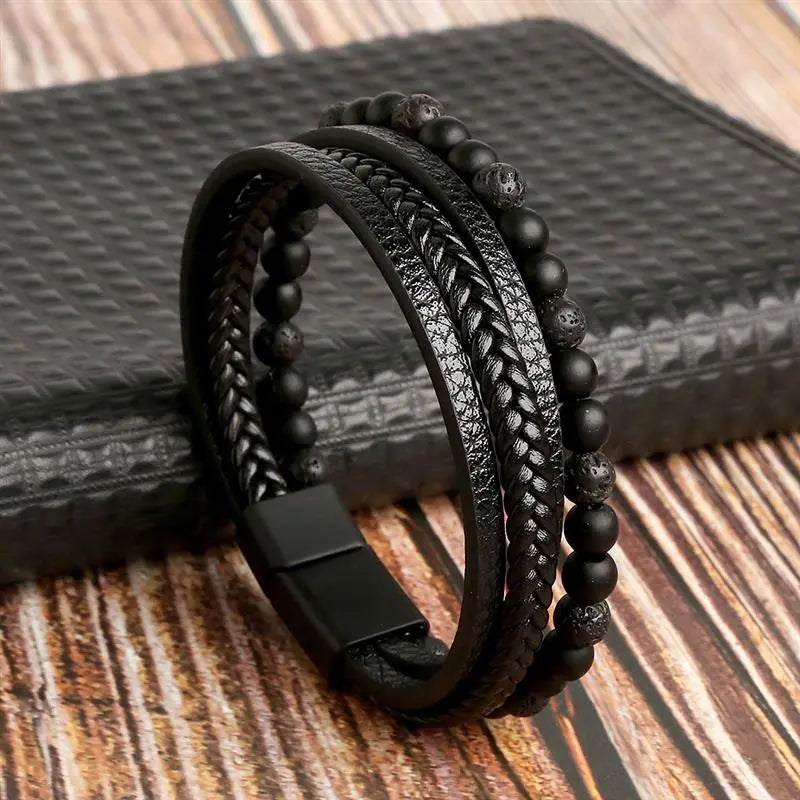 MGS Classic Men's Leather Bracelet New Style Hand-woven Multi-layer Jewelry - Man Gifts Shop