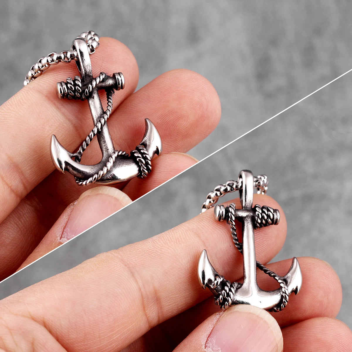 Navigate Your Style: Stainless Steel Sea Anchor Necklace for Men