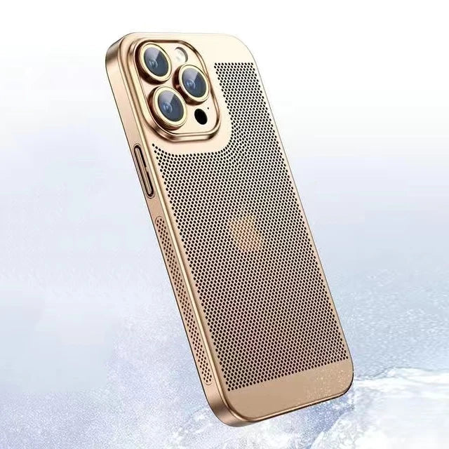 Cooling Hollow Heat Dissipation Case for iPhone 11-15 Pro Max, Mini, XS/XR/X (Colors: Black, Silver, Navy Blue, Light Blue)