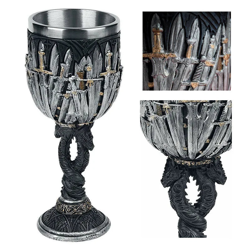 Game of Cheers: Mini Iron Throne Tankard Sword Wine / Beer Glass | Stainless Steel & Resin Goblet - Perfect Fan Gift