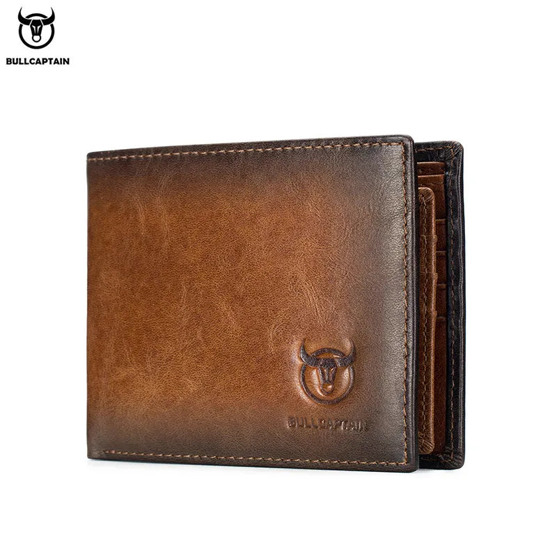 Original BULLCAPTAIN RFID Blocking Men's Leather Wallet Bifold Slim Wallet Multi-card Card Holder - Man Gifts Shop