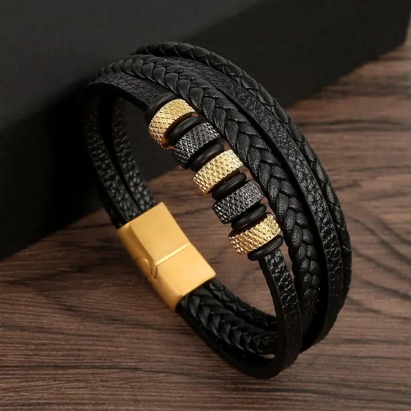 MGS Classic Men's Leather Bracelet New Style Hand-woven Multi-layer Jewelry - Man Gifts Shop