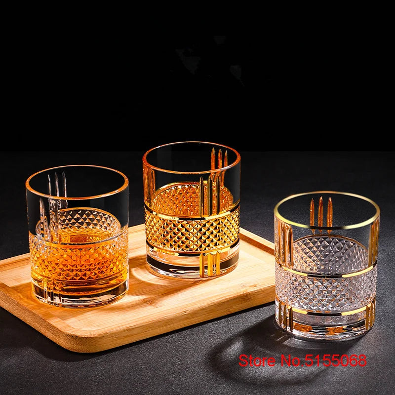 Sip in Style with the European Luxury Golden Old Fashioned Whiskey Rock Glass