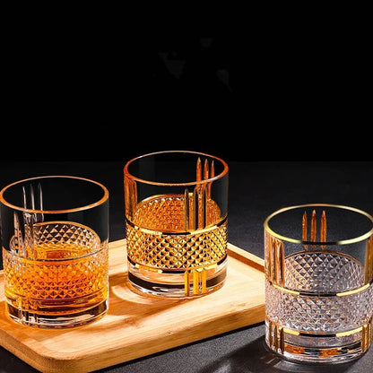 Sip in Style with the European Luxury Golden Old Fashioned Whiskey Rock Glass