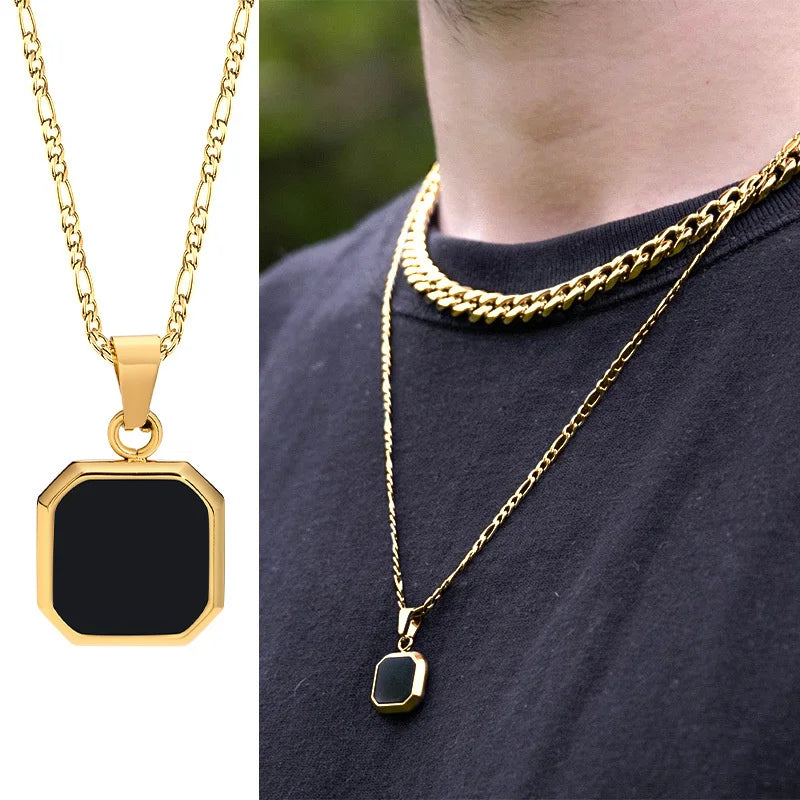 MGS Men's Geometric Square Pendant Necklaces: Casual Vintage Cool - Man Gifts Shop